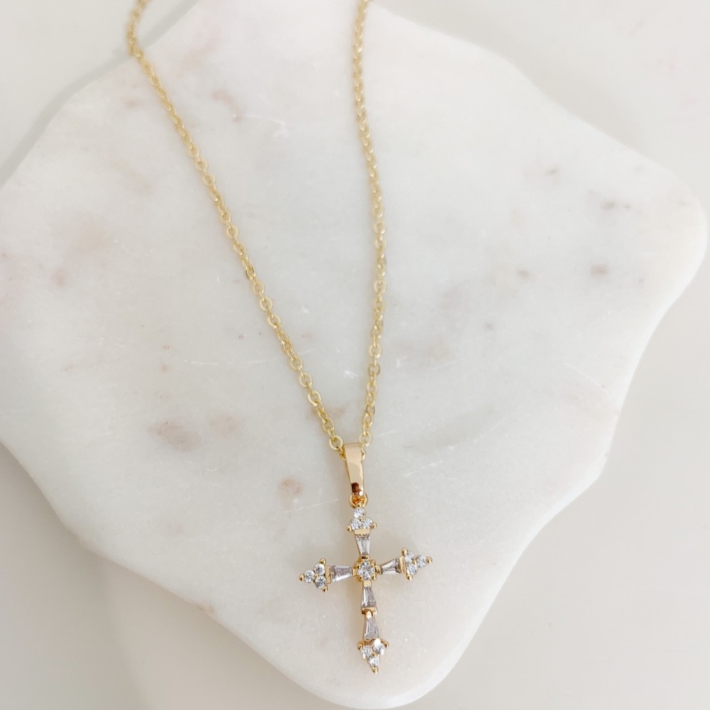 🎉HP🎉CZ Cross Necklace | 14k Gold Filled - Picture 2 of 9